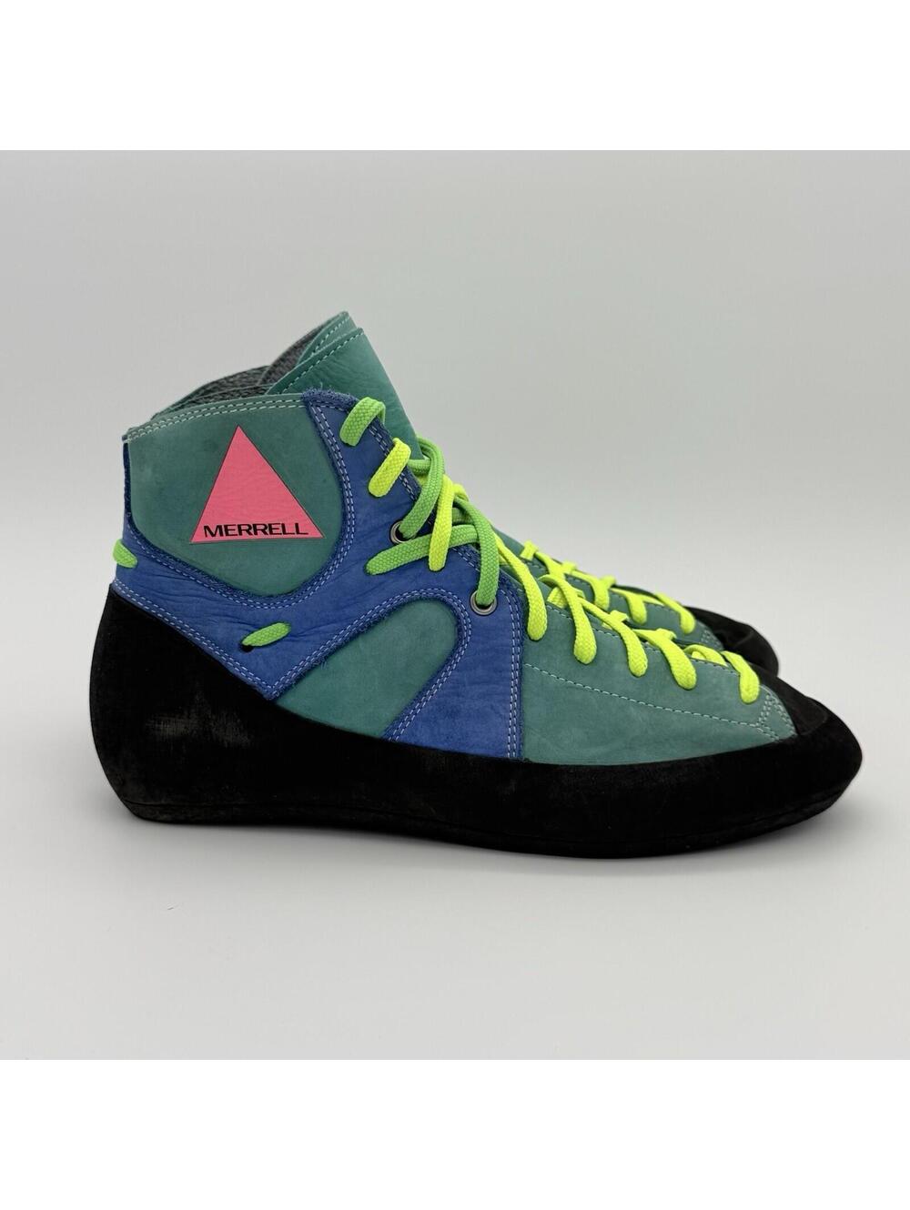 Merrell Flashdance Rock Climbing Shoes Green Blue Leather High Top Womens Sz 8